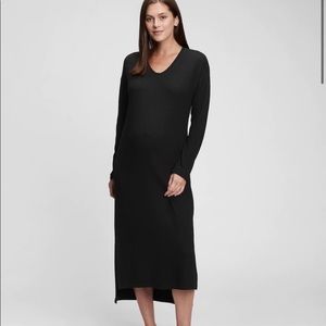 NWT Gap Maternity Softspun Black Midi Dress- Size S